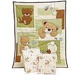 Little Bedding by NoJo - Dreamland Teddy 3pc Portable Bedding Set Collection - Value Bundle by NoJo 