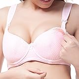 [UTOVME] 上開き 授乳ブラ ソフトワイヤー入り 綿製 授乳服 マタニティブラ ハーフトップ/ストラップ調節可/ホック付き/出産準備/妊娠/授乳便利/産前産後/可愛い/軽量/敏感肌にも/水玉/大