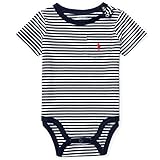 Ralph Lauren(ラルフローレン) 胸ポケットワンポイントボーダーロンパース(Navy)/ボディスーツ 9M(6-9ヶ月) [並行輸入品]
