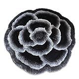 New 3D 3 Layer Flower Shape Soft and Smooth Shaggy Rug 100cmx100cm (704) (Grey) [並行輸入品]