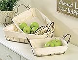 3 Pc Cotton Fabric Liner Wire Basket Set by Gift Craft