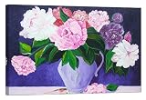 ペイントonキャンバス。グローin theダーク壁アート印刷。Noエネルギー使用 – Peonies ( 35.4 X 23.6インチ) 24 x 16 inch パープル EL-CVS-2X3-SM