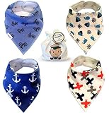 Baby Bandana Drool Bibs for Boys - Super Absorbent Cotton for Infants, Toddlers, and Babies - 2 Adju