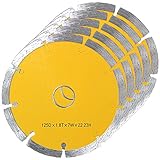 【5枚セット】ダイヤモンドカッター 125mm セグメント 乾式 コンクリート ブロック タイル レンガ 切断用 刃 ダイヤモンド カッター 替刃 替え刃 DC125