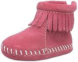 ミネトンカ モカシン Black Flap Bootie ベビーブーティー14.5cm ピンクスエード