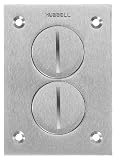 Hubbell Wiring Systems SA3625 Aluminum Round Floor Box Rectangle Duplex Screw Cover, 4-5/32" Length 