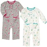 Carter's(カーターズ) 前立てフリル花柄カバーオール [並行輸入品] グレー/ピンク 12M [Baby Product] [Baby Product]