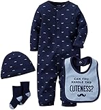 カーターズ Carter's ご出産祝いに カバーオール 長袖 豪華4点 ギフトセット 4-Piece Babysoft Take-Me-Home Set NB (50-55cm)