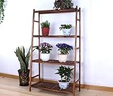 フラワースタンド 木製4層ラダー折りたたみプラントスタンド木製ディスプレイラック屋内屋外ガーデン Flower racks (色 : 炭化, サイズ さいず : 90cm)