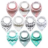 10-Pack Bandana Bibs Upsimples Baby Drool Bibs for Drooling and Teething Organic Cotton Super Absorb
