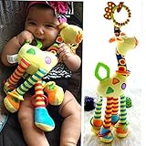 HENGSONG 45cm Giraffe Baby Pram Car Stroller Hanging Musical Toy Giraffe Hanging Bell Crib Rattle To