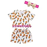 Tovadoo 子供服 ベビー服 女の子 トップス+ズボン+ヘアバンド 春夏 半袖 パイナップル柄 タッセル 可愛い プレゼント 通学 旅行 海遊び 6ヶ月-3歳