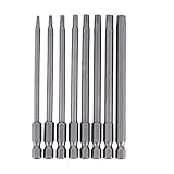100 mm ロングドライバー ビットトルクスドライバー トルクスネジ 用ビットセット 精密 六角軸 8本組 6.35mm T6-T40 ドリル ビット工具