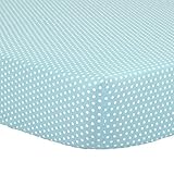 Teal Blue Confetti Dot Print 100% Cotton Fitted Crib Sheet by The Peanut Shell by The Peanut Shell