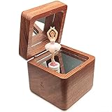 バレリーナがくるくる踊る木製オルゴール (曲:Swan lake, ローズウッド)