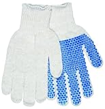 MCR Safety 9650SMB Cotton/Polyester 7 Gauge String Knitted Multi-Purpose Gloves with Blue PVC Blocks