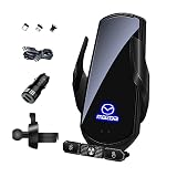マツダ 車載ホルダー CX-8 CX-5 アテンザ デミオ アクセラ CX-3 CX-4 車スマートフォンホルダー ワイレス充電 (マツダ、黒)