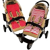 ベビーカー　バギー　クッション　リバーシブル　パイル　チャイルドシート (レッド)