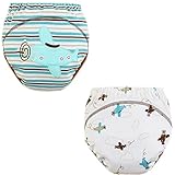 ベビー 新生児 赤ちゃん用品 出産祝いギフト おむつカバー おしめ 布おむつ オムツパンツ 綿製 柔らかい 漏れにくい 通気 透湿性 防臭抗菌 M 二つ ブルー