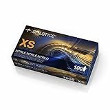 Medline MDS2093 Solstice Nitrile Powder-Free Exam Gloves Latex Free 9.5 Length Extra Small Dark Blue