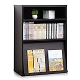 ワイエムワールド　ディスプレイラック １枚扉 本棚 オープンラック フラップ扉 【色： ブラウン 】