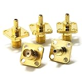wuernine 5個セット SMAメスパネルコネクタ SMAJハンダ式コネクタ 金メッキ 4穴付け RG-174/LMR100など対応変換アダプタ