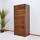 チェスト 幅60 6段 ハイチェスト 桐チェスト 桐たんす 整理たんす 完成品 AYU-3-170-F (ブラウン)