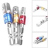 Mallofusa 3pcs ソケット ビット アダプタ セット 六角 シャンク 1/4 "3/8" 1/2 "インパクト ドリル ビット ドライバー
