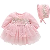 [Baby koi] ベビー服 ワンピース チュールスカート付き2点帽子付き 長袖女の子セレモニー 結婚式服春秋 綿 カバーオール