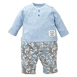 西松屋 CHチェロキー ワッフル無地＆アニマル迷彩切替長袖プレオール【60-70cm】 新生児 ブルー