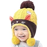 (Sandalup)ニット帽子 ベビー キッズ 赤ちゃん帽子 ボウシ キャップ かわいいねこちゃん ベビー 子ども （イエロー）