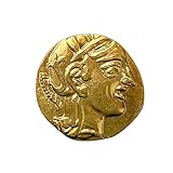 レプリカコイン アテナ神 フクロウ 梟 古代ギリシャ 金貨 硬貨 コイン 336BC アンティーク キーホルダーペンダントお守り G02