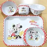 離乳食　お子様用に　かわいい　ミッキー＆ミニー　メラミン食器（茶碗・丸鉢・角鉢・コップ・角トレー）　５点セット