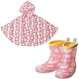 ヒ゜チョン ハ゜ッカフ゛ルホ゜ンチョ　ウサキ゛（100cm）＆レインブーツ（15cm） ポンチョ レインコート キッズ 100cm 子供 雨合羽 長靴 キッズ 15cm レインブーツ レインポンチョ 
