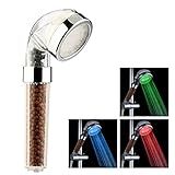 Tera® LED シャワーノズル シャワーヘッド 節水 塩素除去 感温式 3色 カラーの水が出る 電源 電池 不要 水圧 発電 タイプ マイナスイオン 炭粒子入り Led Shower Head