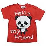 《初夏盛夏対応》 GARACH(ギャラッチ) 天竺my Friend PANDA半袖Tシャツ 100cm/Re NO.AH-1621310