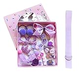 Liebeye 髪飾り 18枚入り 赤ちゃん 幼児 子供 かわいい 花 ちょう結び ヘアアクセサリー セット パープル