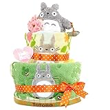 おむつケーキ トトロ 2段 出産祝い ベビーギフト タオル ガラガラ ぬいぐるみ ジブリ ネコバス totoro3