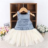 児童女児児童夏作業服デニムFrilly Tutuワンピース6M-4Y服装
