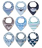 Baby Bandana Drool Bibs 9-pack for Boys GirlsUnisex for Infant ToddlersLittle Nautical Baby Shower G
