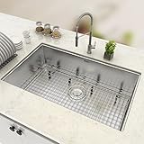 Homdox 16ゲージ30 "ステンレススチールキッチンシンクシングルボウル、32 " L x 19 " W x 10 " H 32"L x 19"W x 10" H 615284839279