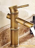 awxjxシンクタップヨーロッパレトロスタイル銅ホットとコールド洗面台竹Brushed Sit