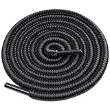 靴ひも シューレース 丸ひも 頑丈 耐用 登山靴用 ブーツ用 縞柄 グレー×ブラック 140cm