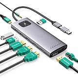 GiGimundo LK10 10-in-1 Type-C ドッキングステーション MacBook Air M1 M2対応 Displaylink対応 デュアル4 K 60 Hz出力 3xUSB3.2 Gen2 10Gbps /2xHDMI （4K@60Hz ） / USB-C PD100W /RJ45イーサネット /3.5mmオーディオジャック アルミ製 (グレー)