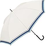 Waterfront 長傘 雨傘 LESS IS MORE LIM スライドリブ AボーダーホワイトB 60㎝ 耐風 超撥水 レディース U160-0714WH2-BD
