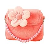 2way　キッズ用ハンドバッグ　　斜め掛け　ショルダーバッグ　花付き　ピンク