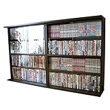 本棚 2個組 日本製 書棚 ガラス 扉 コミック ＤＶＤ 収納 ダークブラウン JS2DBR J-Supply