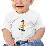 幸せな漫画のスケートボードボーイ子供服 ベビーTシャツ 半袖 男の子 女の子 クルーネック カジュアル
