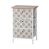 簡単組立チェスト/収納チェスト 【3段 ベージュ】 幅40cm スチールフレーム 北欧風柄 LFS-653BE