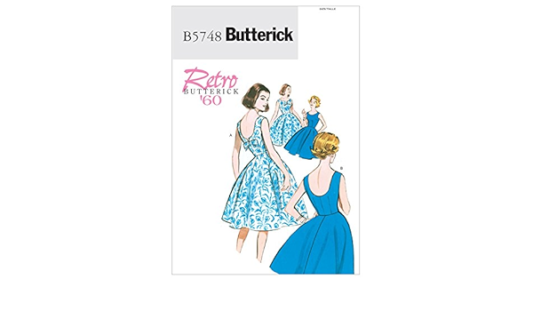 Amazon Butterick レトロ60年代デザインワンピースの型紙セット サイズ U6 8 10 12 14 5748 型紙 パターン 通販